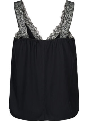 Zizzi Top avec dentelle en viscose, Black, Packshot image number 1