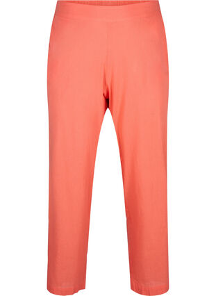 Zizzi Pantalon ample en lin et coton mélangés, Living Coral, Packshot image number 0