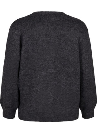 Zizzi Cardigan court en tricot avec boutons en forme de fleurs, Dark Grey Melange, Packshot image number 1