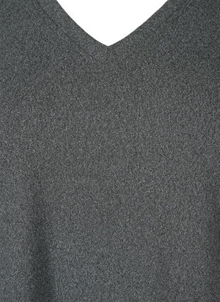 Zizzi Blouse à manches longues avec large revers et boutons, Dark Grey Melange, Packshot image number 2