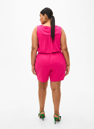 Zizzi Short avec poches et ceinture élastique, Pink Peacock, Model image number 1
