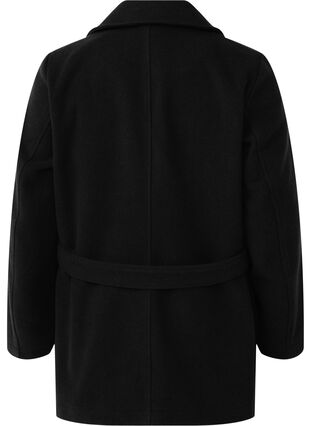 Zizzi Veste courte en laine avec ceinture, Black, Packshot image number 1