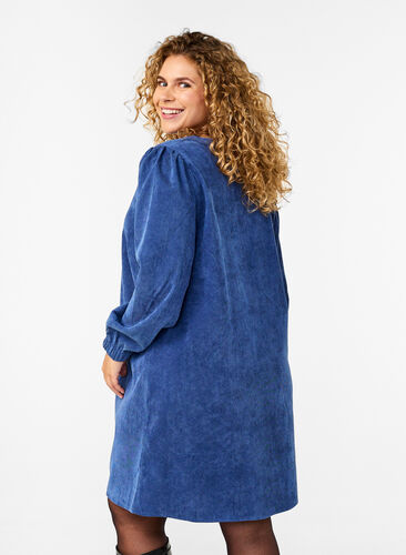 Zizzi Robe courte en velours à manches longues, Sodalite Blue, Model image number 1