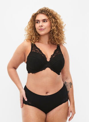 Zizzi Soutien-gorge en dentelle rembourré avec armature, Black, Model image number 2