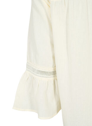 Zizzi Tunique en coton biologique avec des détails féminins, Antique White, Packshot image number 3
