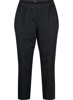 Zizzi Pantalon en coton et lin avec poches, Black, Packshot image number 0