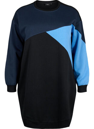 Zizzi Long sweat-shirt avec colorblock, Night S. Color Block, Packshot image number 0