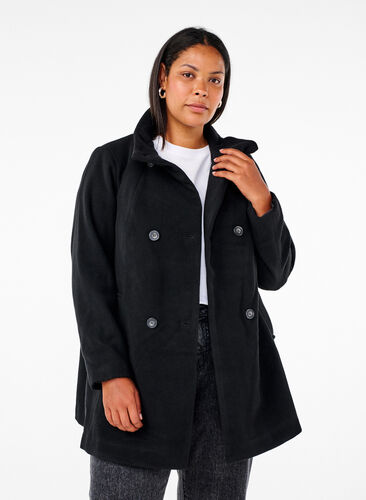 Zizzi Trench court avec coupe trapèze, Black, Model image number 0