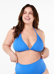 Haut de bikini forme triangle de couleur unie, Nebulas Blue, Model