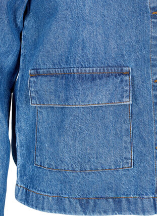 Zizzi Veste chemise en jean avec poches, Blue Denim, Packshot image number 3