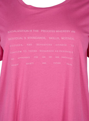 Zizzi T-shirt avec motif de texte, Shocking Pink W.Pink, Packshot image number 2