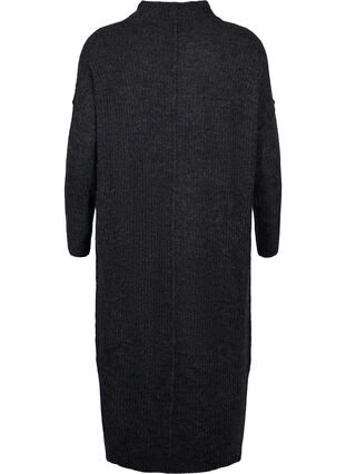 Zizzi Robe longue oversize en tricot avec fente, Dark Grey Melange, Packshot image number 1