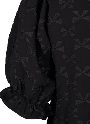 Zizzi Robe jacquard courte avec des nœuds, Black W. Bow, Packshot image number 3