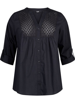 Zizzi FLASH – Chemise avec détails en crochet, Black, Packshot image number 0