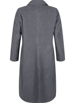 Zizzi Manteau long en laine avec des poches, Dark Grey Melange, Packshot image number 1