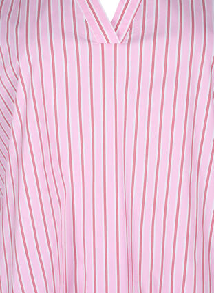Zizzi Chemisier péplum rayé à volants, Pink Red Stripe, Packshot image number 2