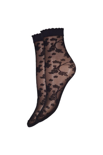 Zizzi 2-pack socquettes avec dentelle, Black Flower, Packshot image number 0