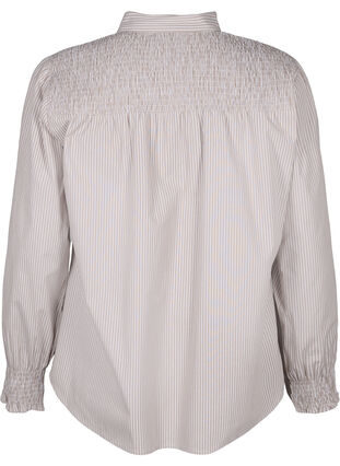 Zizzi Chemise rayée avec fronces, Silver Mink Wh. St., Packshot image number 1