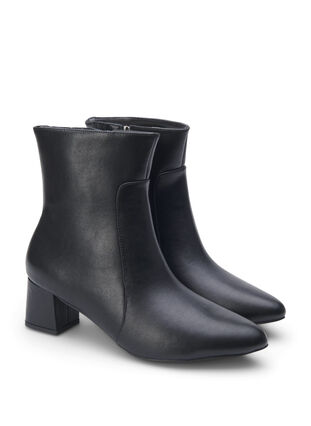 Zizzi Large – Bottines en cuir à talon, Black, Packshot image number 1