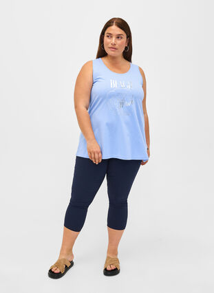 Zizzi Top en coton avec forme en A, Serenity W. Beach, Model image number 2