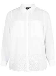 Chemise en viscose avec broderie anglaise, Bright White, Packshot