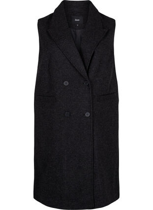 Zizzi Gilet long en imitation laine, Dark Grey Melange, Packshot image number 0