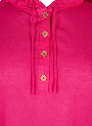 Zizzi Tunique à capuche en coton et lin, Bright Rose, Packshot image number 2
