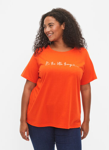 Zizzi FLASH - T-shirt avec motif, Orange.com, Model image number 0