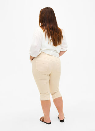 Zizzi Pantalon capri Emily ajusté, Oatmeal, Model image number 1