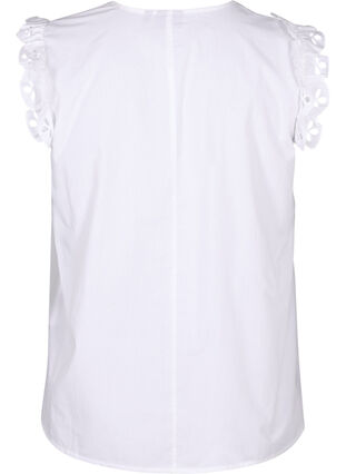 Zizzi Top en coton sans manches avec volants, Bright White, Packshot image number 1