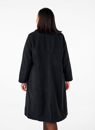 Zizzi Manteau long en laine avec des poches, Black, Model image number 1