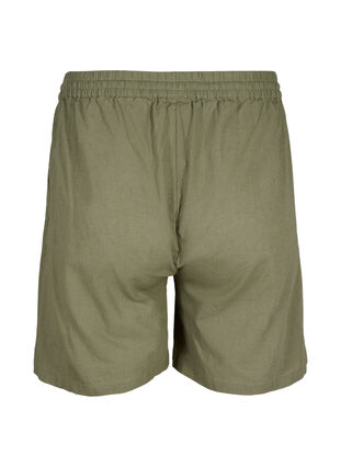 Zizzi Short ample en mélange de coton avec du lin, Deep Lichen Green, Packshot image number 1