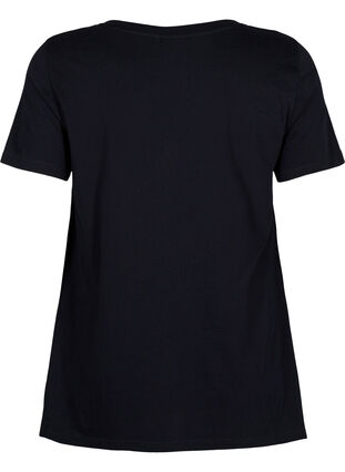 Zizzi T-shirt en coton à manches courtes, Black W. Sun, Packshot image number 1