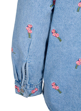 Zizzi Chemise en jean avec fleurs brodées, L.B.D.Flower AOP, Packshot image number 4
