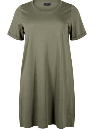 Zizzi Robe t-shirt en coton, Thyme, Packshot image number 0