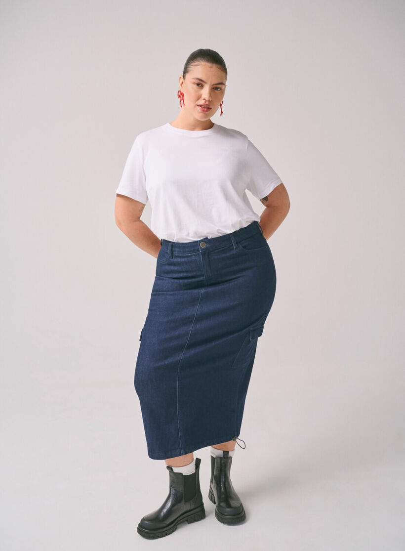 Zizzi Jupe maxi en denim, , Model, 2