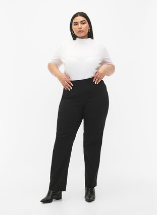 Zizzi Pantalon extensible en viscose, Black, Model image number 0