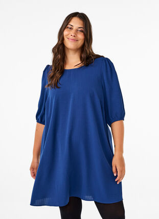 Zizzi Robe courte avec nœud dans le dos, Estate Blue, Model image number 0