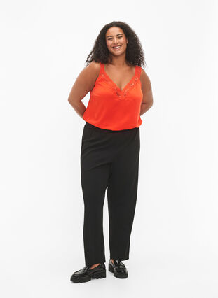 Zizzi FLASH - Top avec col en V et bord en dentelle, Orange.com, Model image number 2