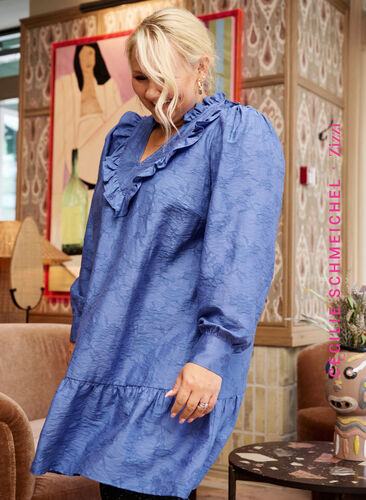 Zizzi Robe à volants en lyocell (TENCEL™), Colony Blue, Image image number 0