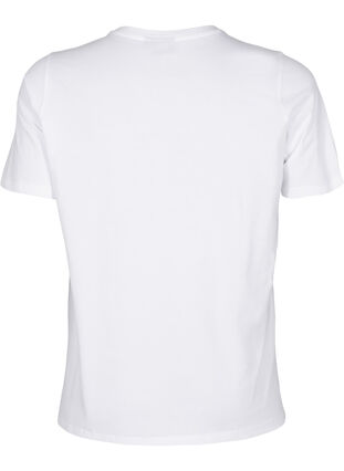 Zizzi T-shirt à col rond et strass, Bright White, Packshot image number 1