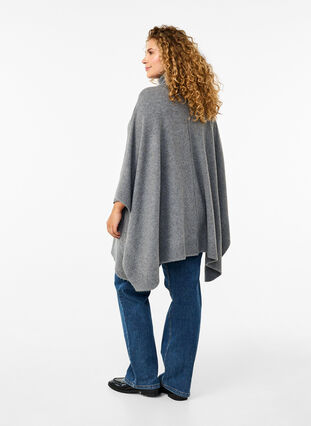 Zizzi Poncho avec col montant, Medium Grey Melange, Model image number 1