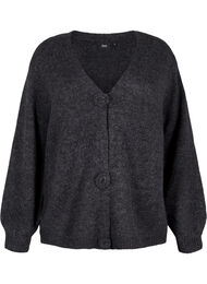 Cardigan court en tricot avec boutons en forme de fleurs, Dark Grey Melange, Packshot