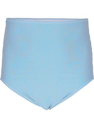 Zizzi Bas de bikini rayé avec une taille extra haute, BlueWhite Stripe AOP, Packshot image number 0
