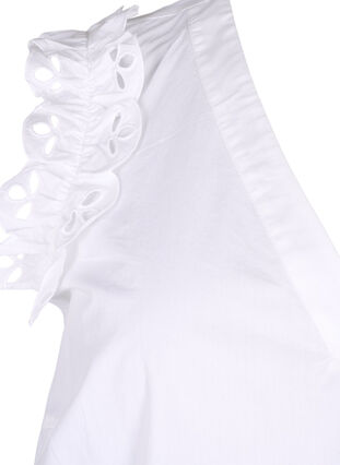 Zizzi Top en coton sans manches avec volants, Bright White, Packshot image number 3