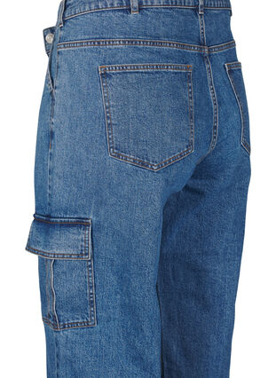 Zizzi Jean cargo à taille haute, Blue Denim, Packshot image number 3