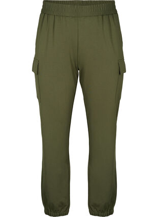 Zizzi Pantalon cargo avec taille élastique, Forest Night, Packshot image number 0