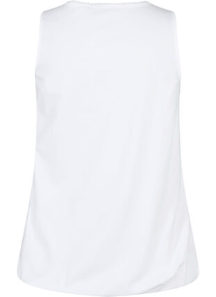 Zizzi Top en coton avec col rond et bordure en dentelle, Bright White, Packshot image number 1