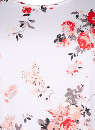 Zizzi Chemisier floral à manches courtes en viscose, White AOP flower, Packshot image number 2