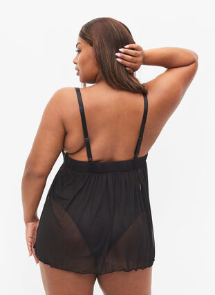 Zizzi Nuisette transparente avec dentelle, Black, Model image number 1